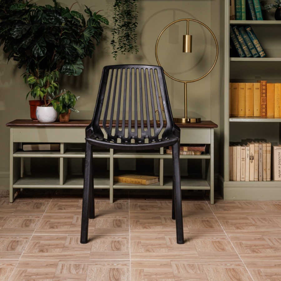 Комплект стол TOM (белый/черный) + 4 стула NICO (черный)