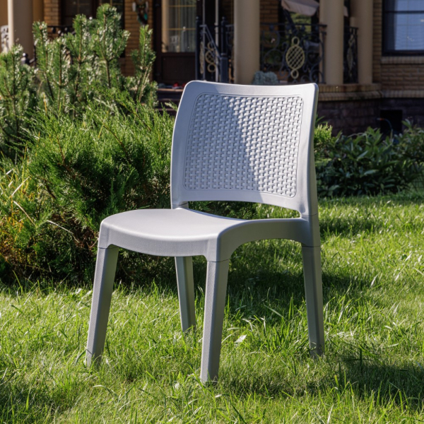 Обеденный стул Royal Family JULY светло-серый имитация искусственного ротанга