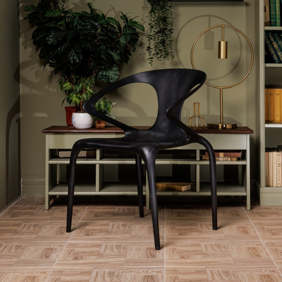 Комплект стол TOM (белый/черный) + 4 стула MAY (черный)