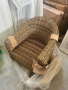 ЛОТ №177 - Кресло из искусственного ротанга 4SIS Кон Панна соломенное с серыми подушками