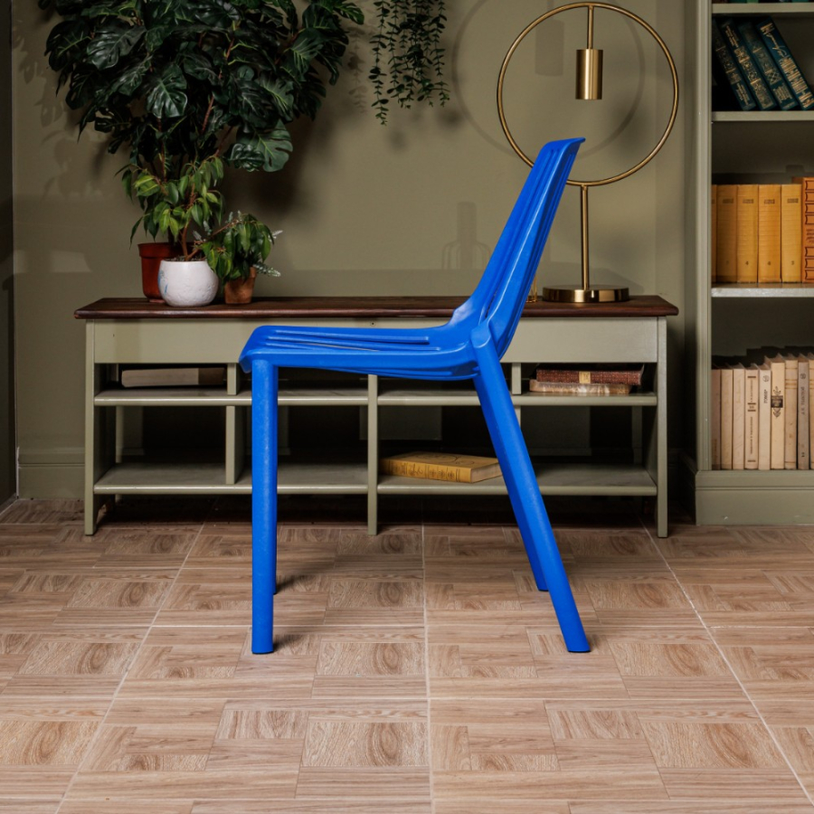 Комплект стол TOM (серый) + 4 стула NICO (синий)