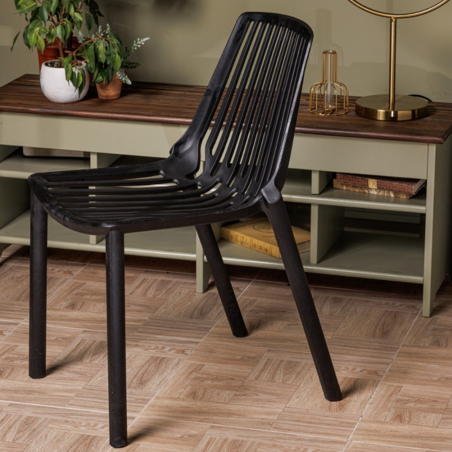 Комплект стол TOM (белый/черный) + 4 стула NICO (черный)