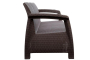 Диван двухместный YALTA SOFA 2 SEAT (Ялта) темно коричневый из пластика под искусственный ротанг