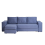 Диван Bergamo трехместный с канапе левый раскладной синий