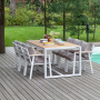 Набор садовый обеденный SANTORINI / 7 предметов: стол 180*98 и 6 стульев / белый/бежево-серый (S5)