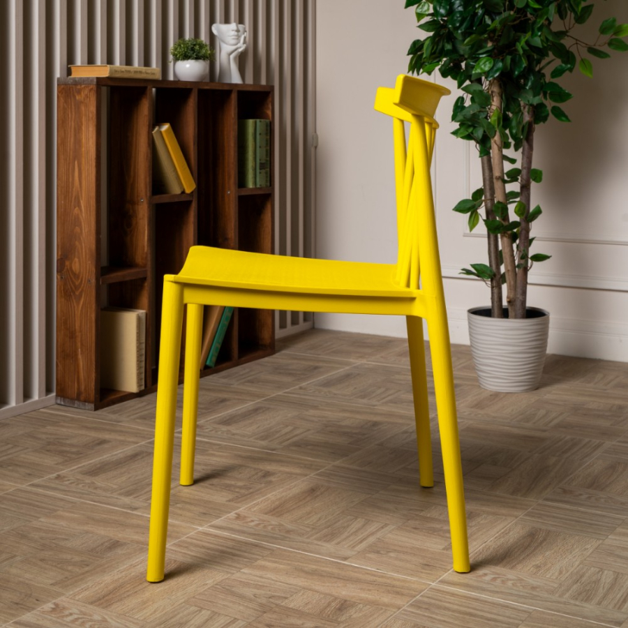 Комплект стол TOM (капучино) + 4 стула KAI (желтый)