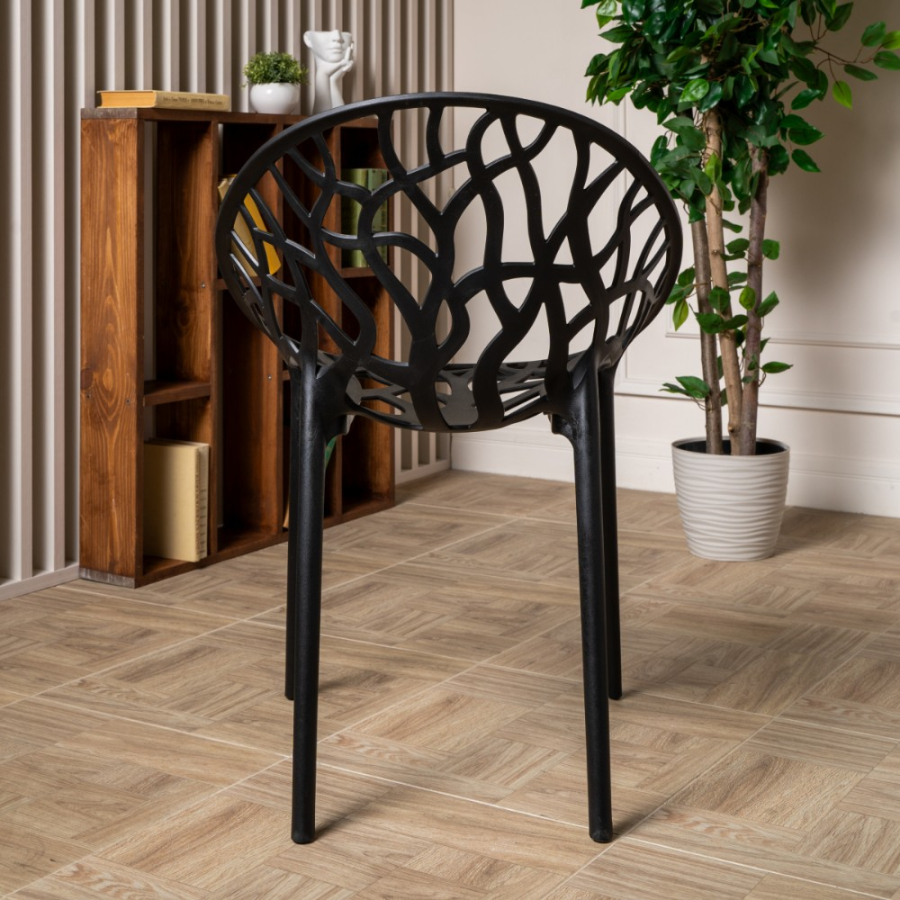 Комплект стол TOM (черный) + 4 стула ARIA (черный)