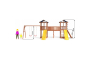 Детская площадка Спортивный городок 6 крыша тент с качелями и широким скалодромом