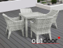 Комплект мебели из ротанга OUTDOOR Фиджи (стол, 4 стула), узкое плетение, светлый микс