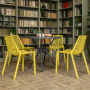 Комплект стол TOM (cерый) + 4 стула NICO (желтый)