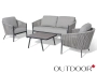 Комплект мебели из роупа OUTDOOR Аликанте (2-местный диван, 2 кресла, кофейный стол), серый микс