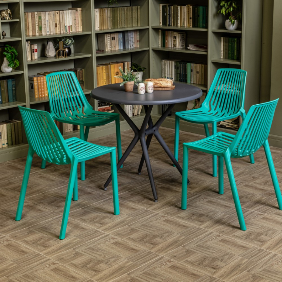 Комплект стол TOM (серый) + 4 стула NICO (тиффани)