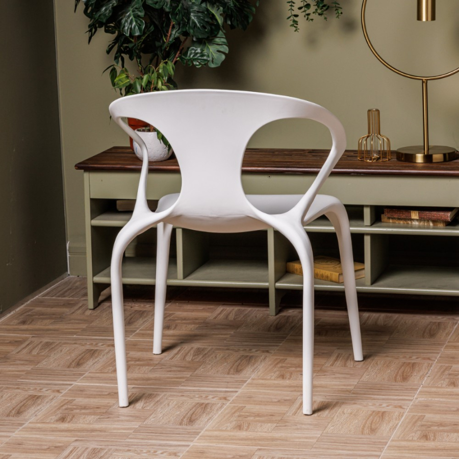 Комплект стол TOM (белый/черный) + 4 стула MAY (белый)