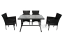 Набор мебели Аскер (4 стула Аскер с под. + стол 120 см, каркас черн, ротанг черн.)