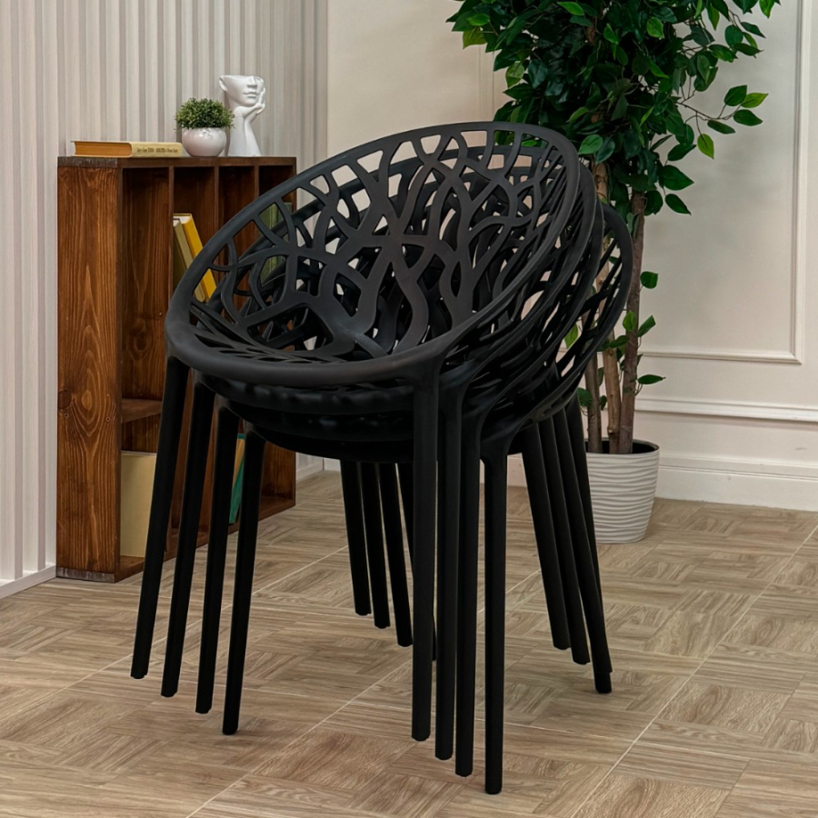 Комплект стол TOM (черный) + 4 стула ARIA (черный)