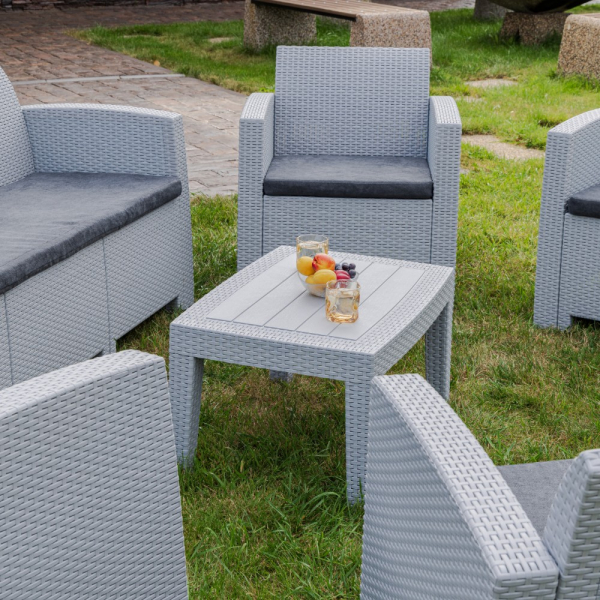 Лаунж зона Royal Family LANA XL светло-серый с трехместным диваном, креслами и столом