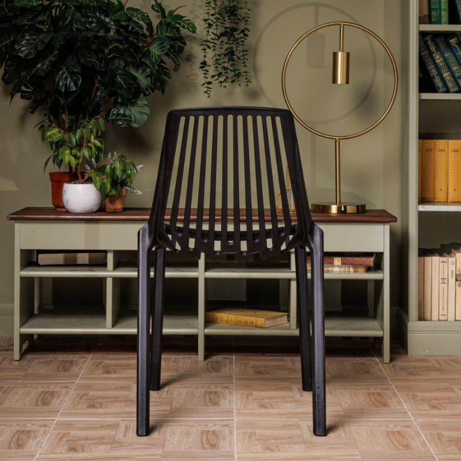 Комплект стол TOM (белый/черный) + 4 стула NICO (черный)