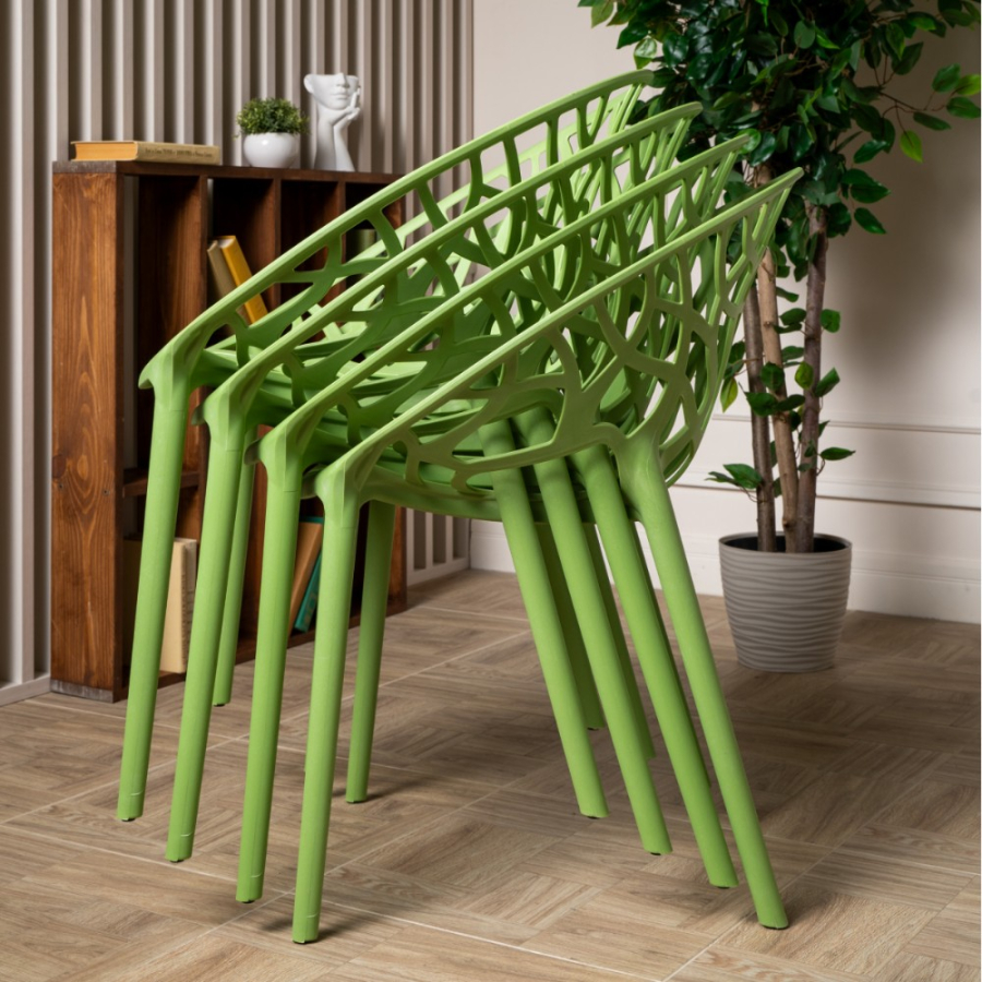 Комплект стол TOM (черно/белый) + 4 стула ARIA (мята)