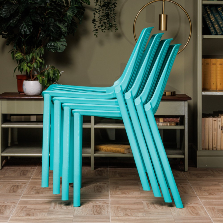 Комплект стол TOM (серый) + 4 стула NICO (тиффани)