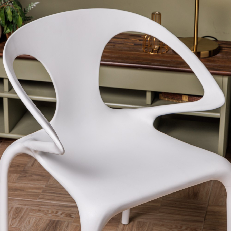 Комплект стол TOM (белый/черный) + 4 стула MAY (белый)