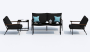 Лаунж зона FESTA  черная с двухместным диваном