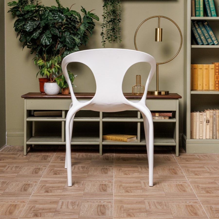 Комплект стол TOM (белый/черный) + 4 стула MAY (белый)