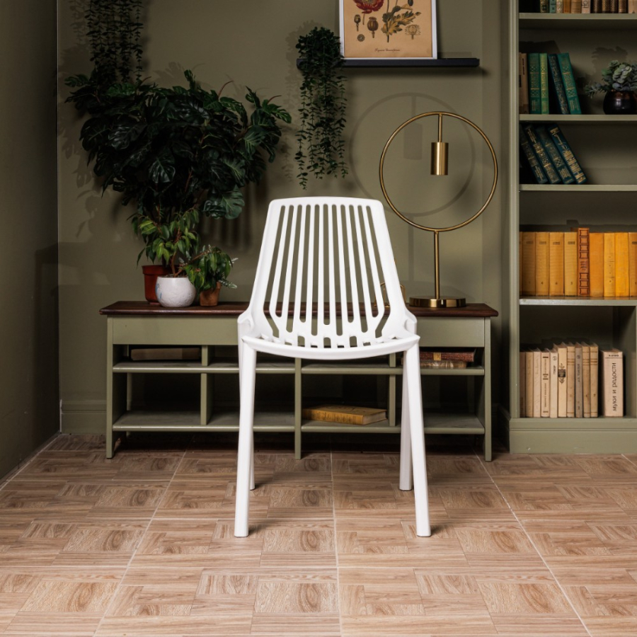 Комплект стол TOM (белый/черный) + 4 стула NICO (белый)