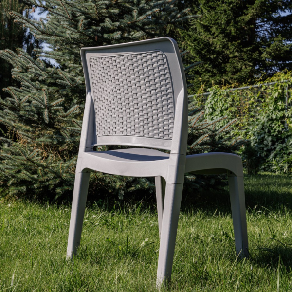 Обеденный стул Royal Family JULY светло-серый имитация искусственного ротанга