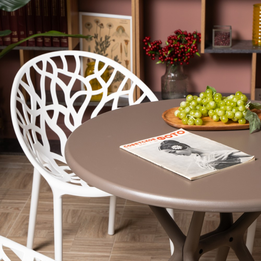 Комплект стол TOM (капучино) + 4 стула ARIA (белый)