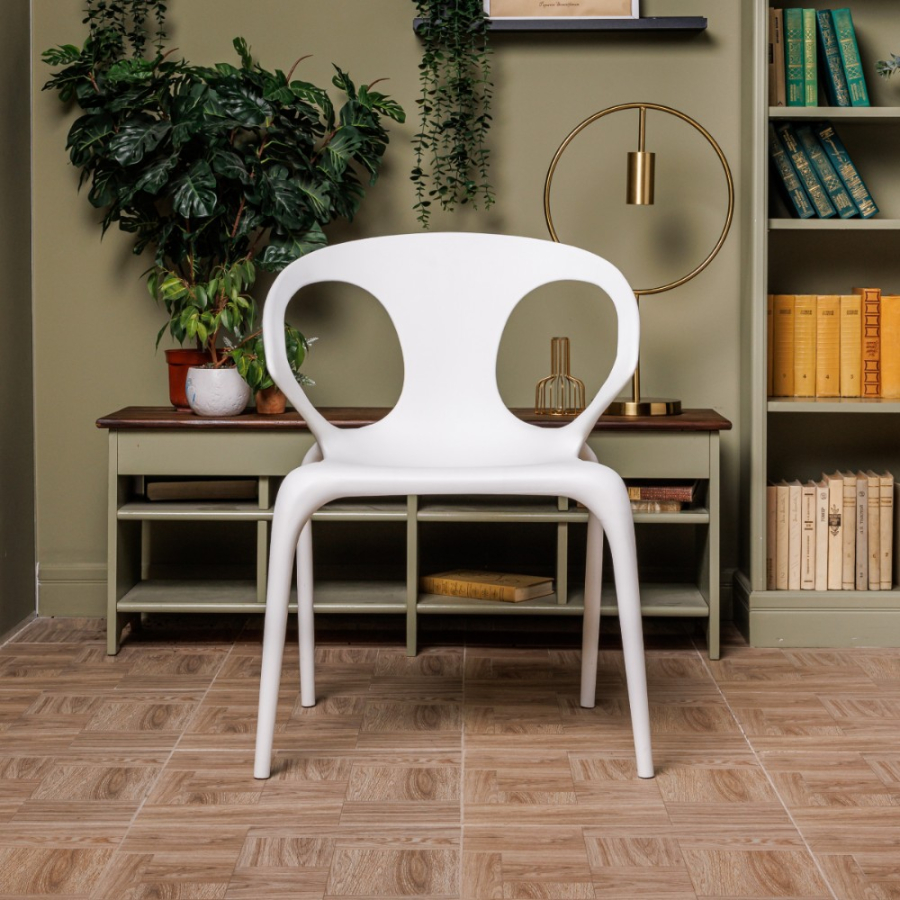 Комплект стол TOM (белый/черный) + 4 стула MAY (белый)