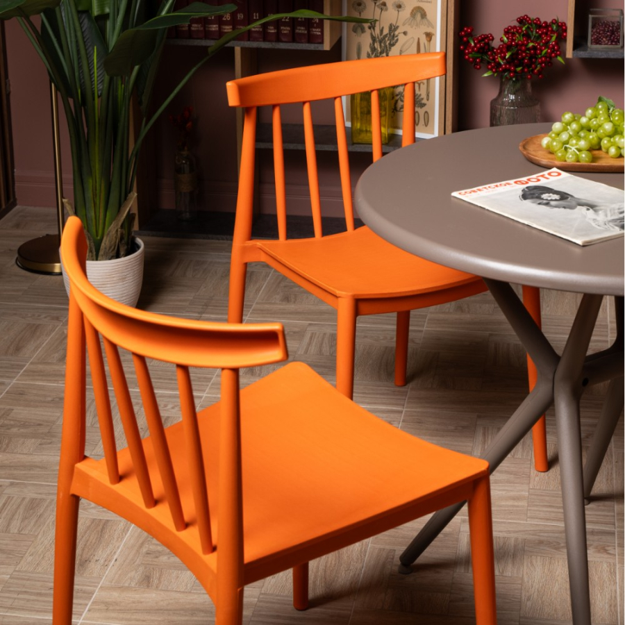 Комплект стол TOM (капучино) + 4 стула KAI (оранжевый)