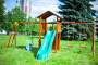 Детская игровая площадка Jungle Cottage + Rock +Swing Module Xtra + Рукоход с гимнастическими кольцами