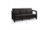 Диван трехместный YALTA SOFA 3 SEAT (Ялта) темно коричневый из пластика под искусственный ротанг