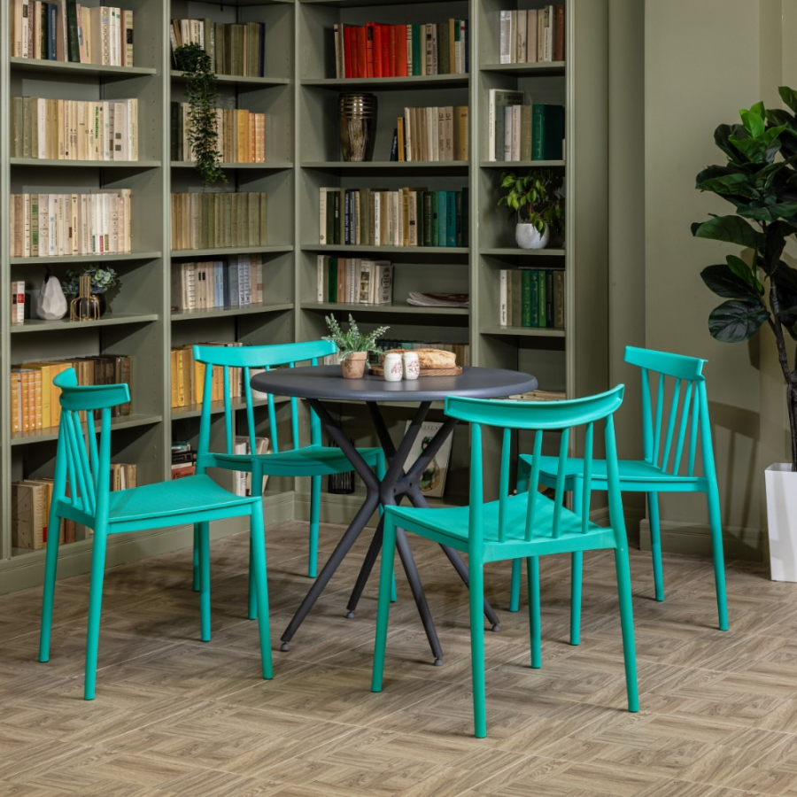 Комплект стол TOM (Серый) + 4 стула KAI (Тиффани)