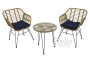 Набор мебели Адриан Мини (2 стула+стол Ø52 см, каркас черный, ротанг беж.)