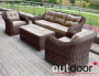 Комплект мебели из ротанга OUTDOOR Касабланка (3-местный диван, 2кресла, стол), ш/п, коричневый