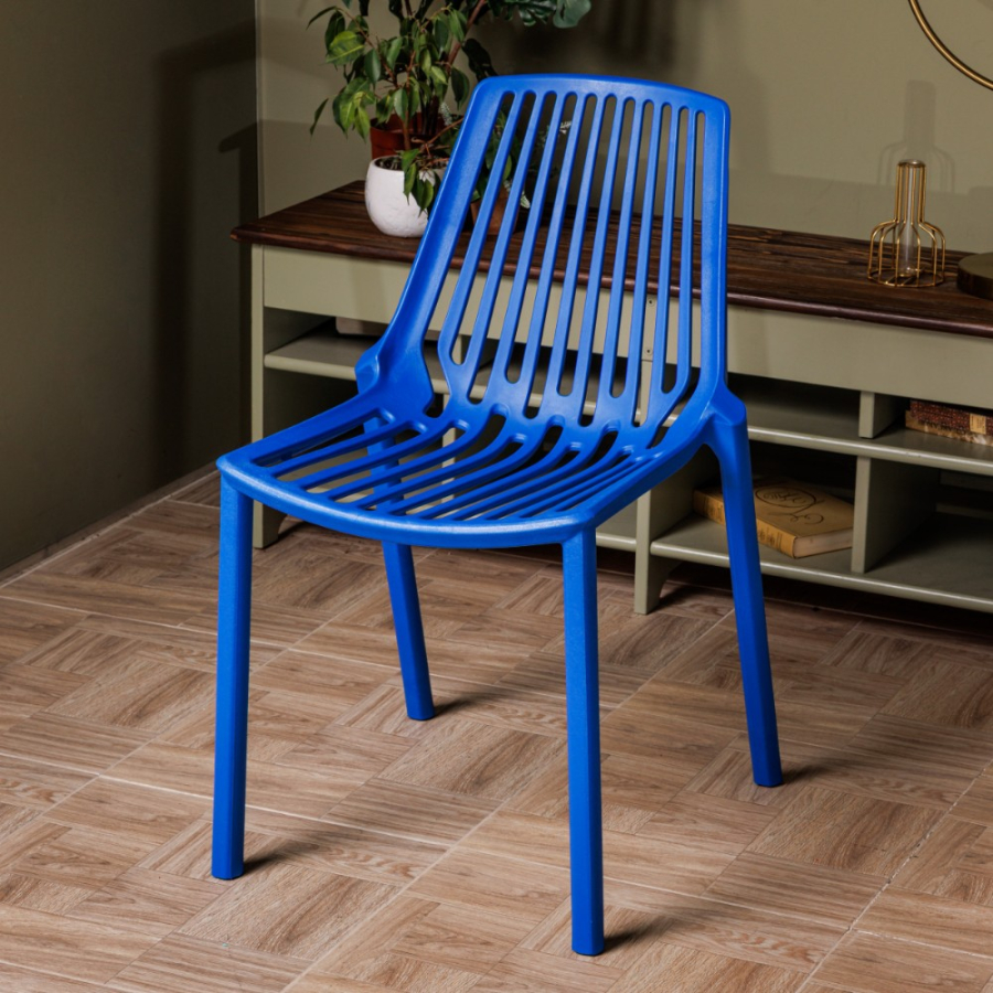 Комплект стол TOM (серый) + 4 стула NICO (синий)