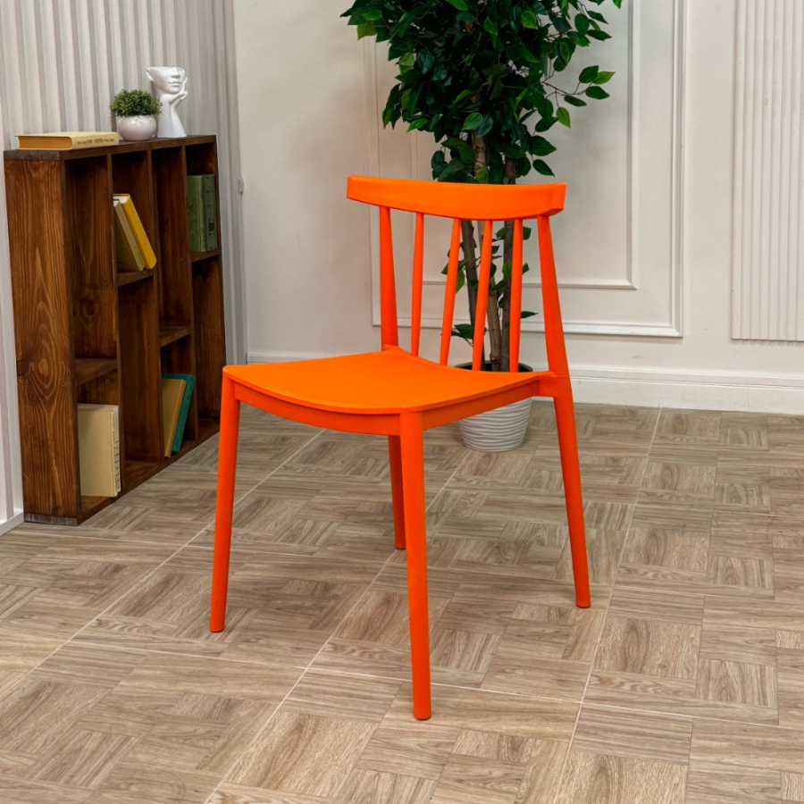 Комплект стол TOM (черный) + 4 стула KAI (оранжевый)