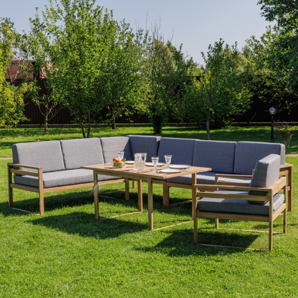 Обеденный комплект Royal Family BROOKLYN с угловым диваном из акации