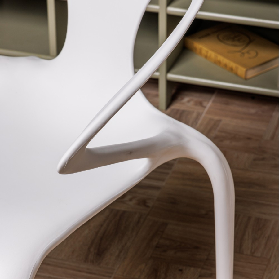 Комплект стол TOM (белый/черный) + 4 стула MAY (белый)