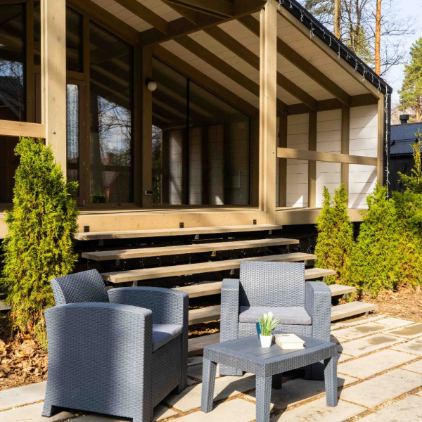 Лаунж зона на 2 персоны Royal Family LANA LUX XS кресла и стол, цвет графит из пластика