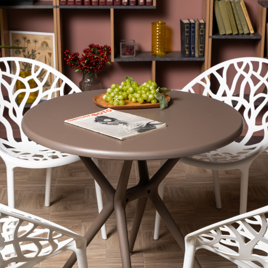 Комплект стол TOM (капучино) + 4 стула ARIA (белый)