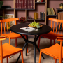 Комплект стол TOM (черный) + 4 стула KAI (оранжевый)