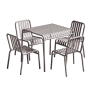 Комплект обеденной мебели Flow1: стол обеденный малый + 4 стула без подлокотников  серо-бежевый RAL 7036