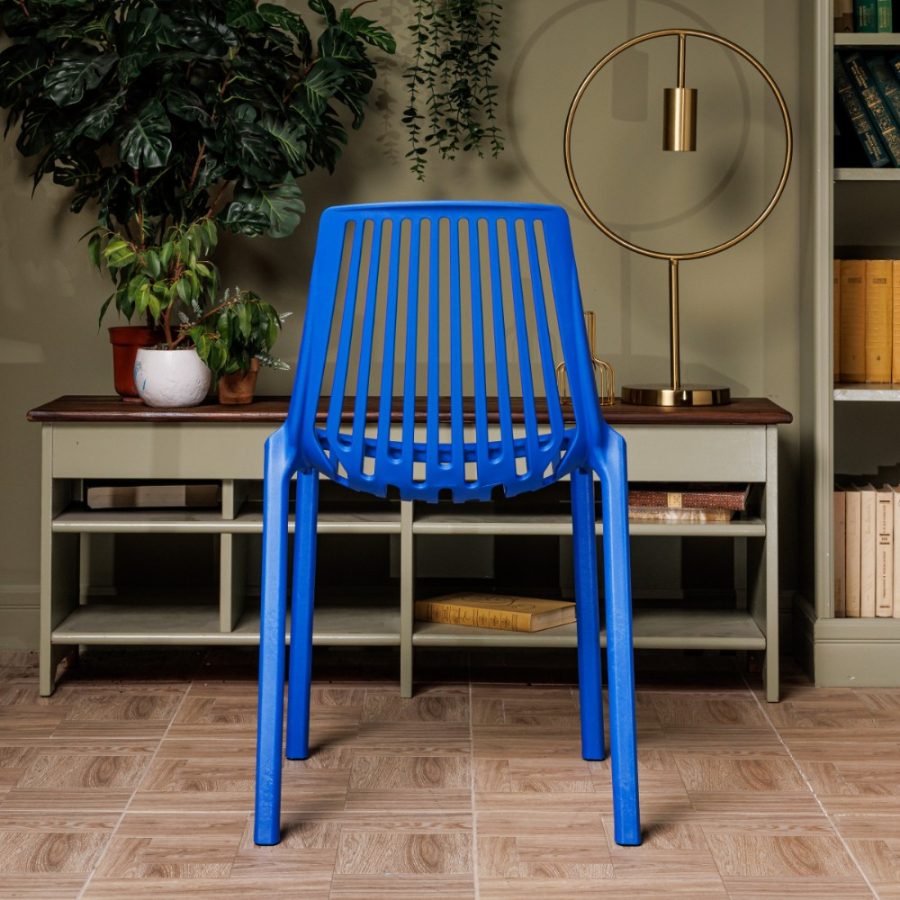 Комплект стол TOM (серый) + 4 стула NICO (синий)