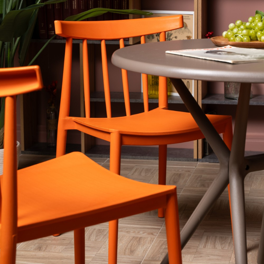 Комплект стол TOM (капучино) + 4 стула KAI (оранжевый)