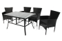 Набор мебели Аскер (4 стула Аскер с под. + стол 120 см, каркас черн, ротанг черн.)