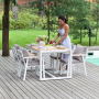 Набор садовый обеденный SANTORINI / 5 предметов: стол 150*87 и 4 стула / белый/бежево-серый (S4)
