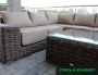 Комплект мебели из ротанга OUTDOOR Санторини (угловой диван, стол), широкое плетение, коричневый