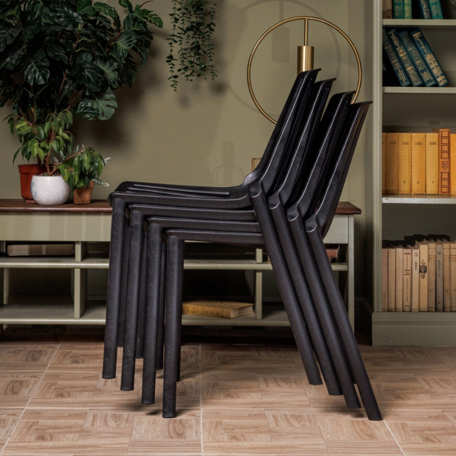 Комплект стол TOM (белый/черный) + 4 стула NICO (черный)